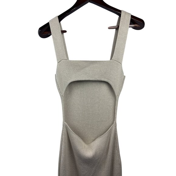 Women’s High Botany Medium Beige Knit Backless Bodycon Maxi Dress - Picture 4 of 5